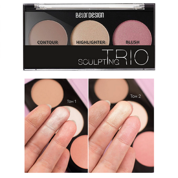BelorDesign SCULPTING TRIO Palette Sculptor Highlighter Blusher - 2 Shades
