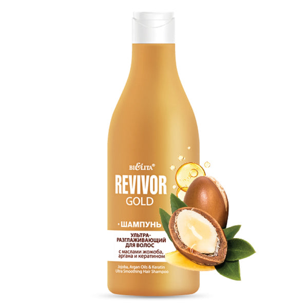 Belita Vitex Revivor Gold Ultra-smoothing shampoo for hair with jojoba, argan and keratin oils 500 ml