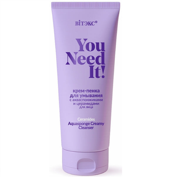 Belita Vitex YOU NEED IT! Facial Cleansing Cream Foam with Aquasponges and Ceramides, 200 ml